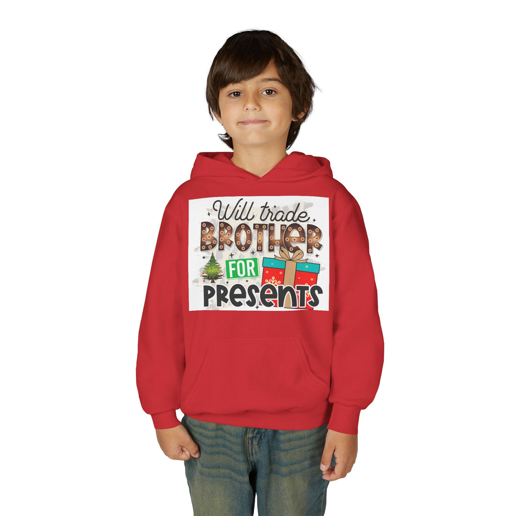 Kid’s Christmas Hoodie - "Will Trade Brother for Presents" Holiday Sweatshirt