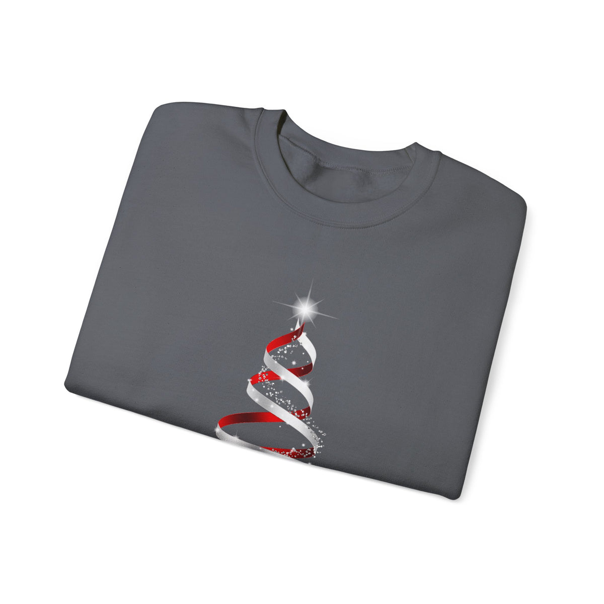 Minimal Red Ribbon Christmas Tree Sweatshirt