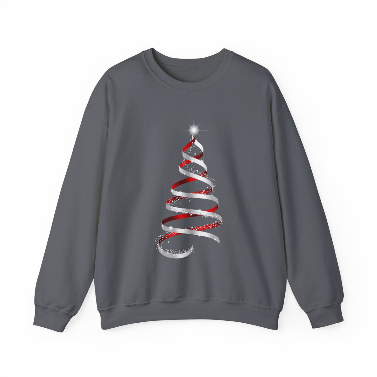 Minimal Red Ribbon Christmas Tree Sweatshirt