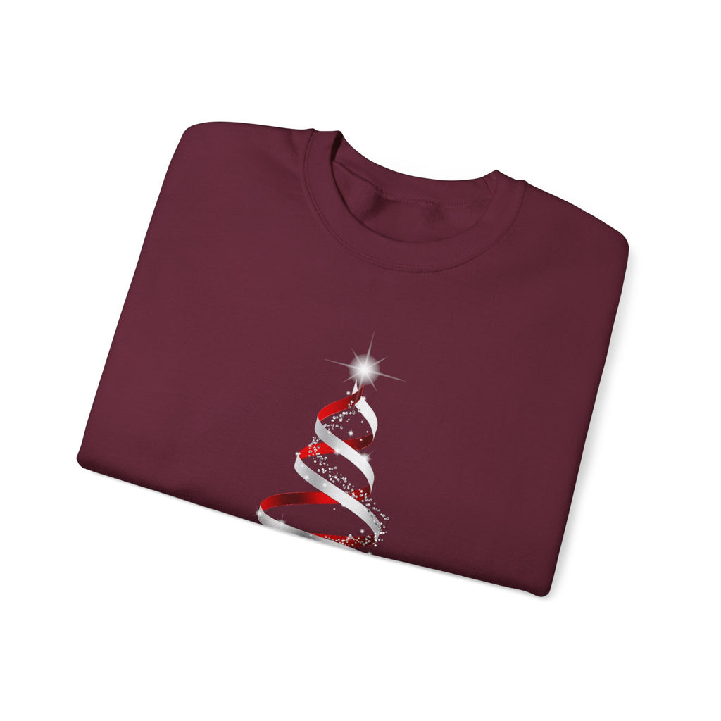 Minimal Red Ribbon Christmas Tree Sweatshirt