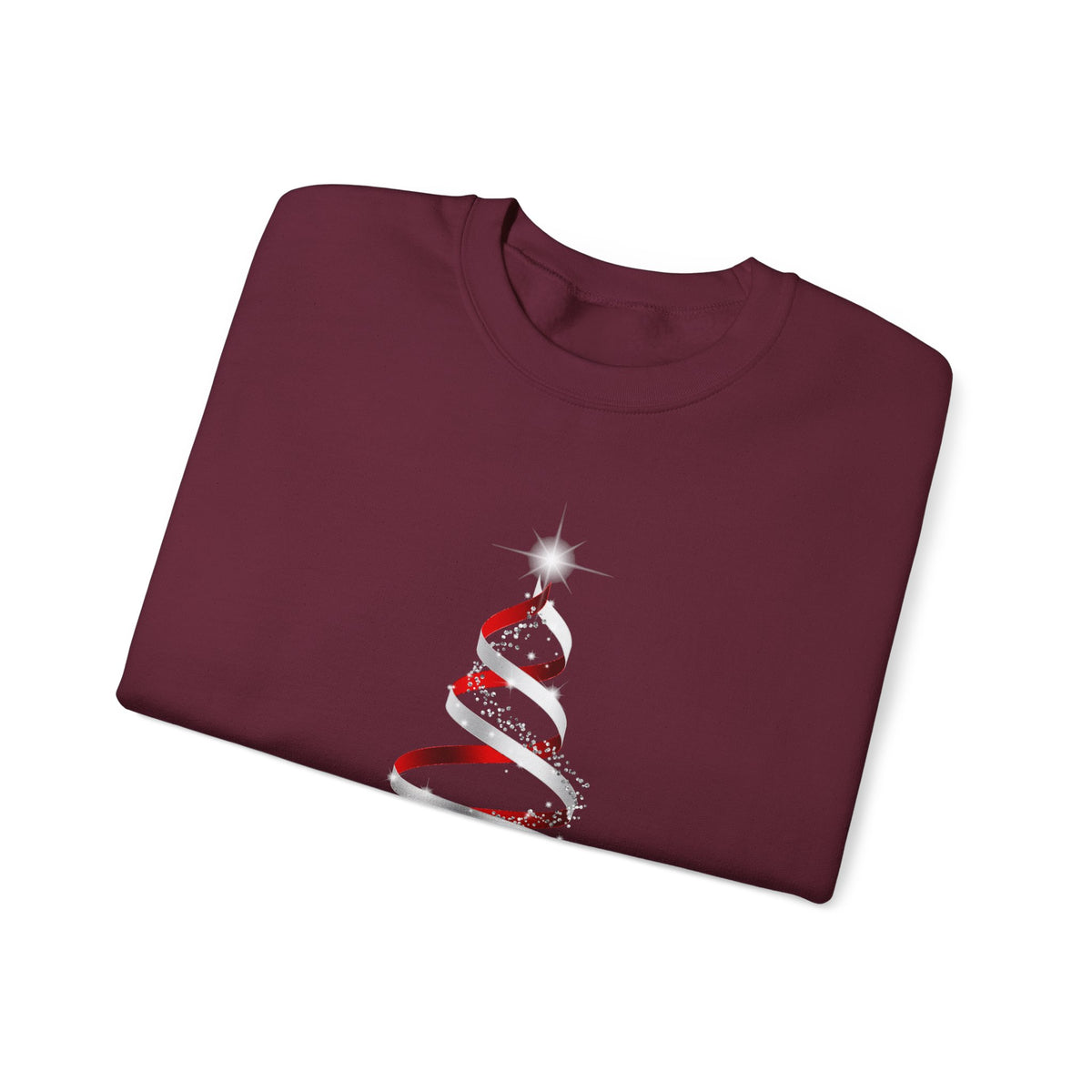 Minimal Red Ribbon Christmas Tree Sweatshirt