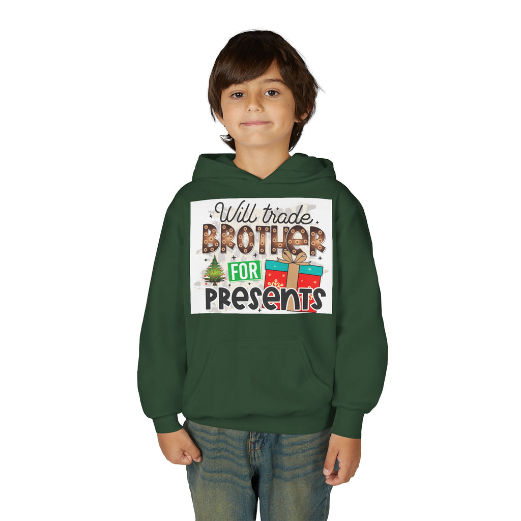Kid’s Christmas Hoodie - "Will Trade Brother for Presents" Holiday Sweatshirt