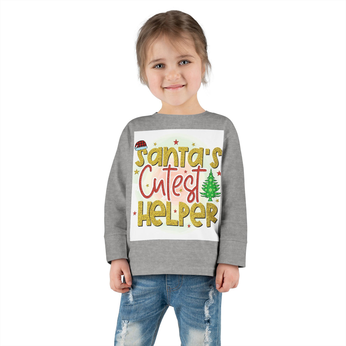 Santa's Cutest Helper Toddler Long Sleeve Tee