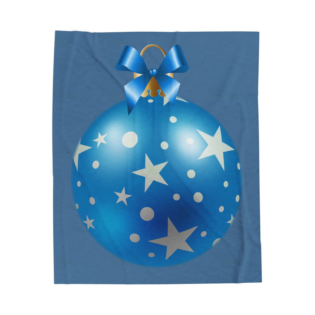 Blue Christmas Ornament Velveteen Plush Blanket — Festive Holiday Throw for Cozy Décor