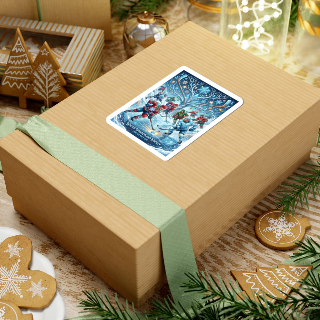 Winter Wonderland Hockey Sticker — Festive Face-Off Kiss-Cut Sticker