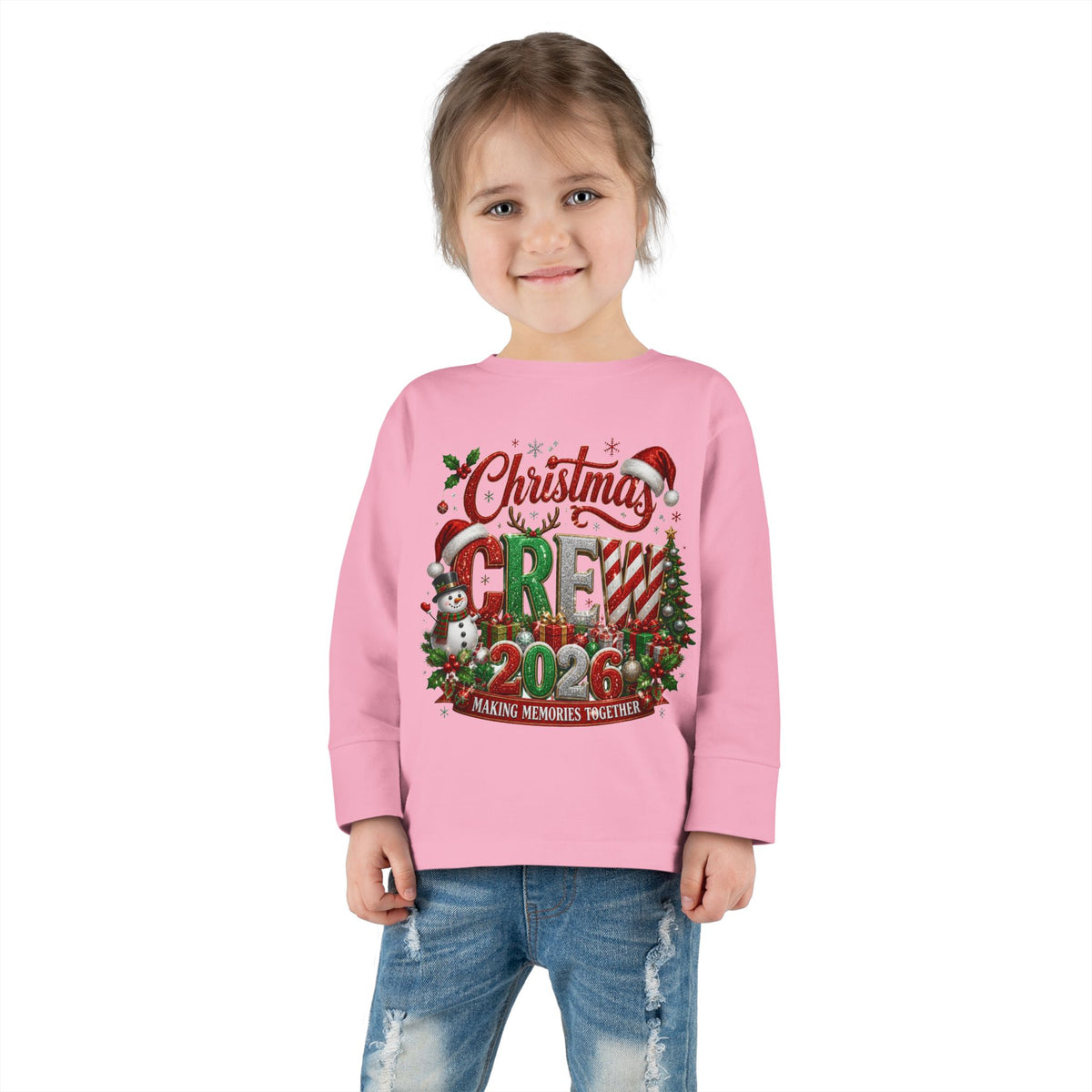 Toddler Long Sleeve Tee — "Christmas Crew 2026" Holiday Shirt