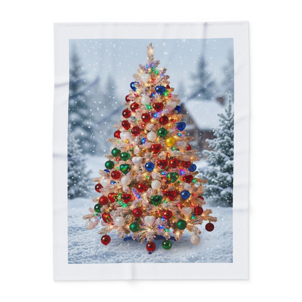Christmas Tree Fleece Blanket — Festive Snowy Holiday Throw