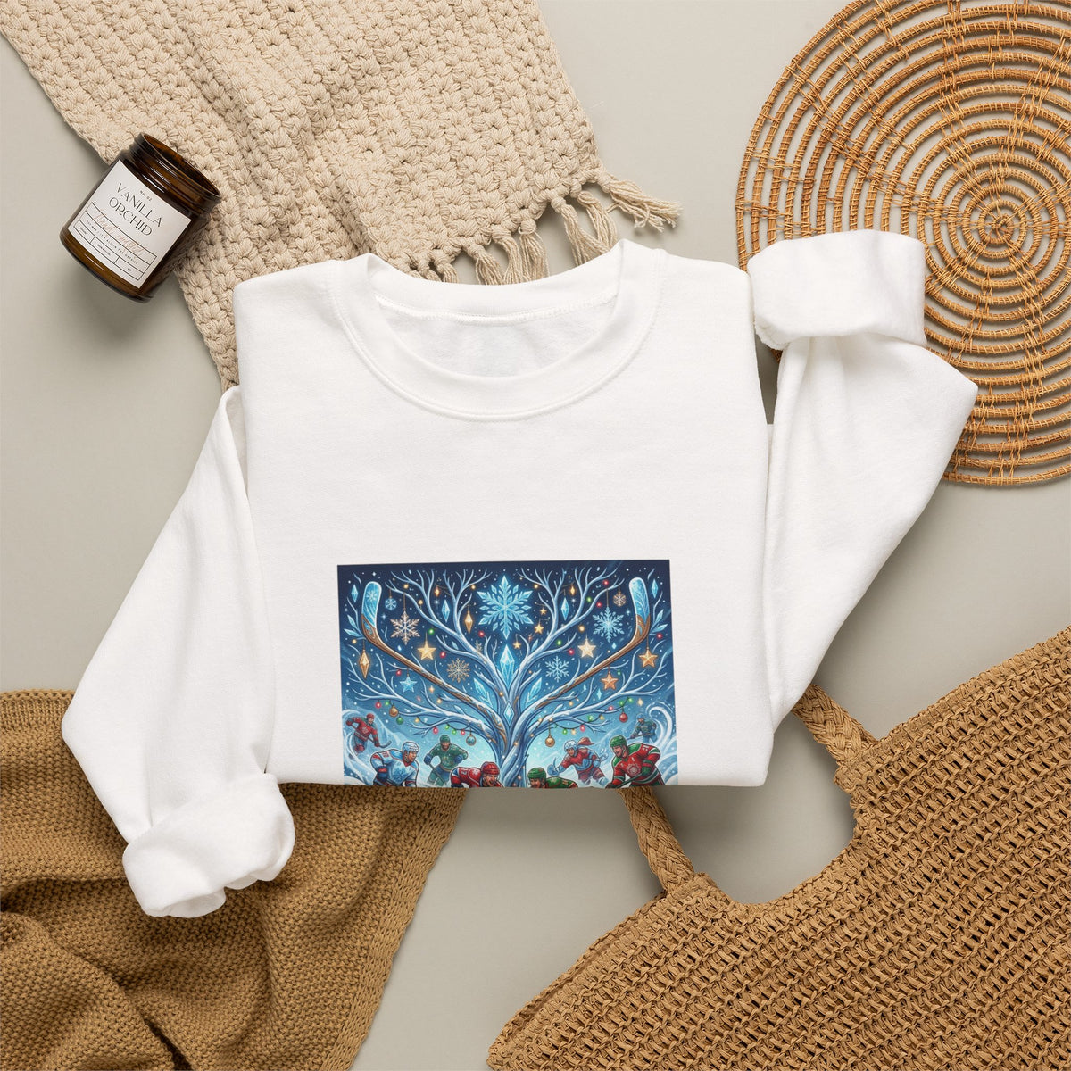 Holiday Snow Skate Crewneck Sweatshirt — Vintage Winter Ice Skaters Graphic