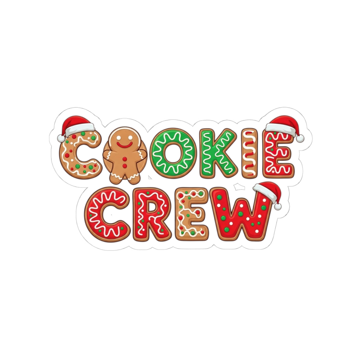 Cookie Crew Kiss-Cut Sticker — Festive Christmas Gingerbread Holiday Decal
