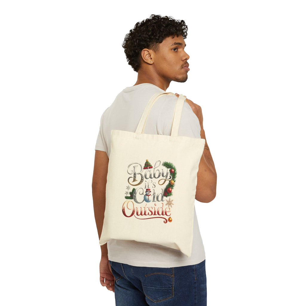 Tote Bag — "Baby It's Cold Outside" Vintage Holiday Canvas Tote