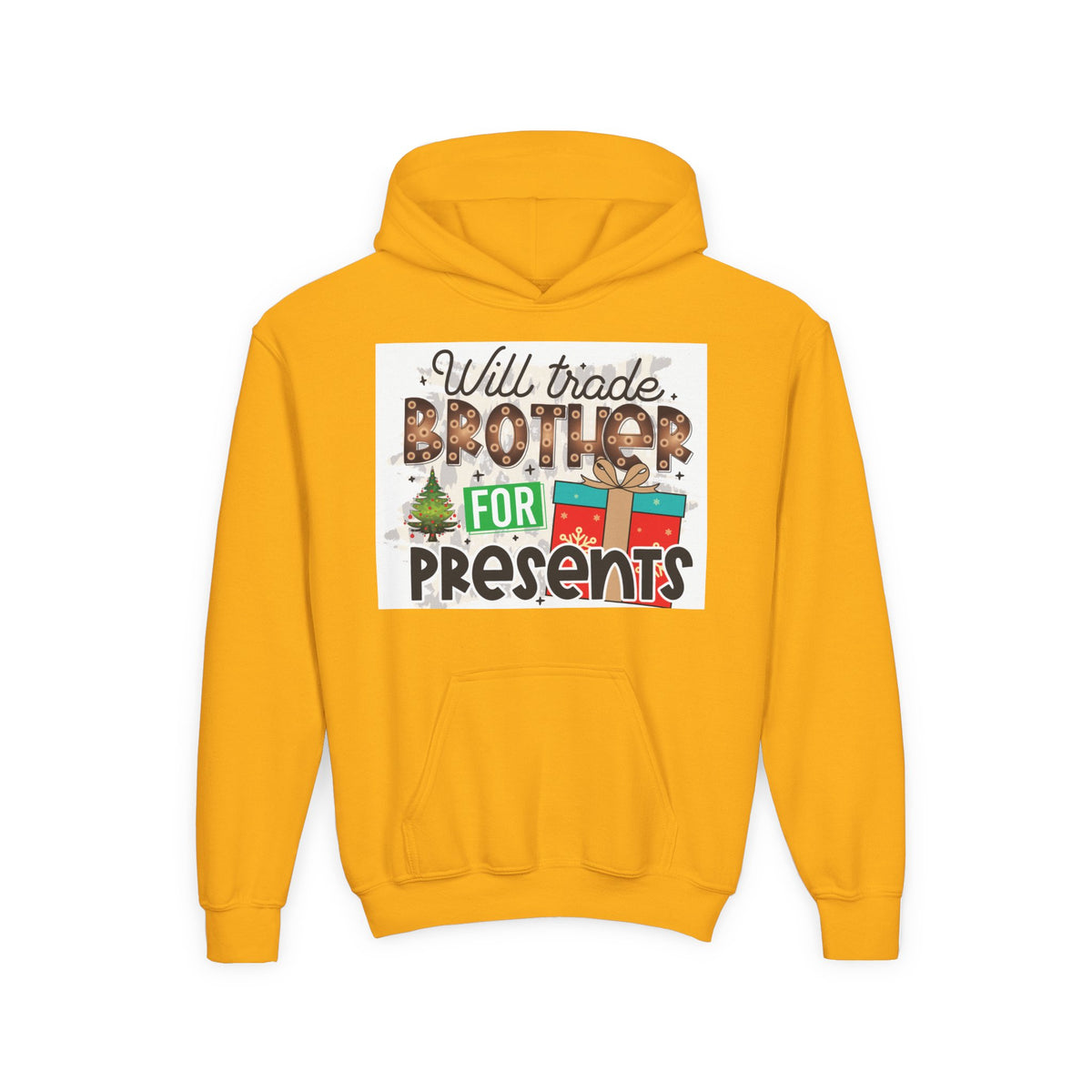 Kid’s Christmas Hoodie - "Will Trade Brother for Presents" Holiday Sweatshirt