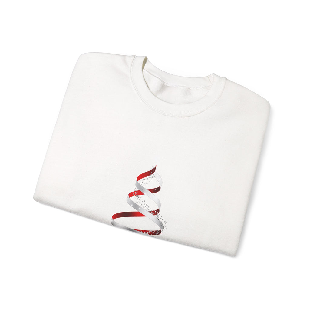 Minimal Red Ribbon Christmas Tree Sweatshirt