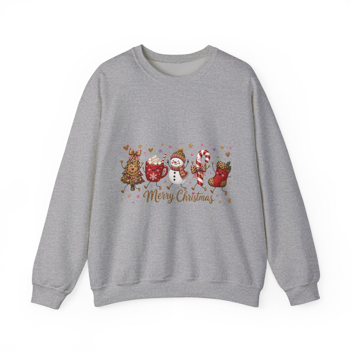 Christmas Crewneck Sweatshirt — Merry Christmas Snowman & Stocking Holiday Pullover
