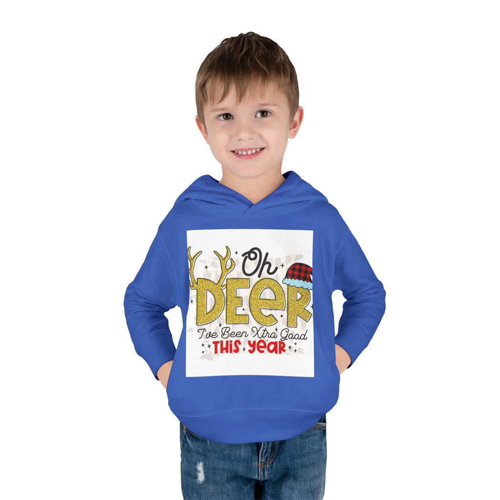 Toddler Hoodie — "Oh Deer I've Been Extra Good This Year" Christmas Pullover