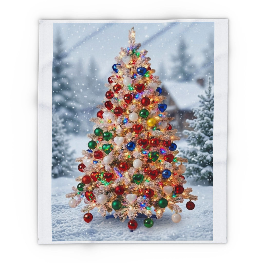Christmas Tree Fleece Blanket — Festive Snowy Holiday Throw