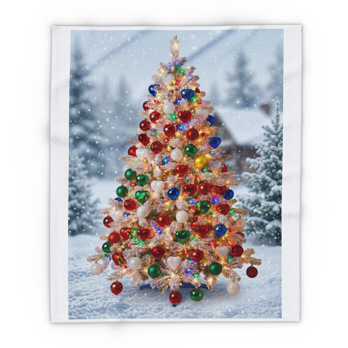Christmas Tree Fleece Blanket — Festive Snowy Holiday Throw