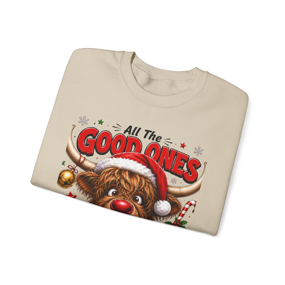 Naughty Highland Cow Christmas Sweatshirt – "All the Good Ones Are a Little Naughty"