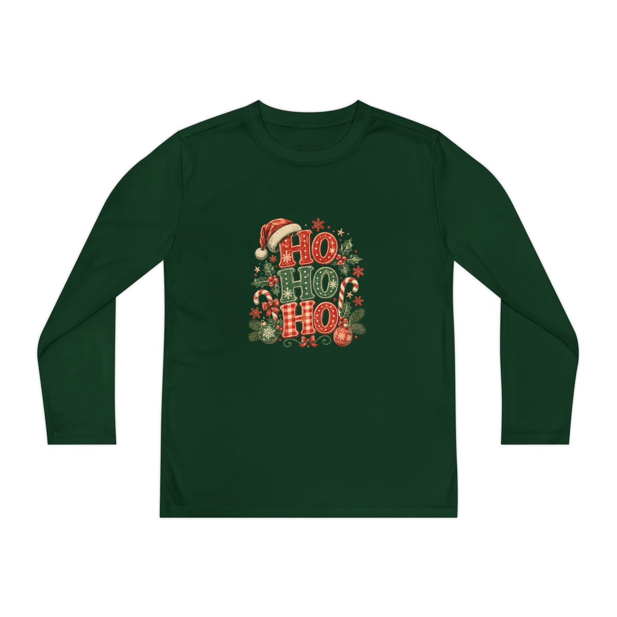 Kids Christmas Long Sleeve Tee — 'Ho Ho Ho' Holiday Graphic