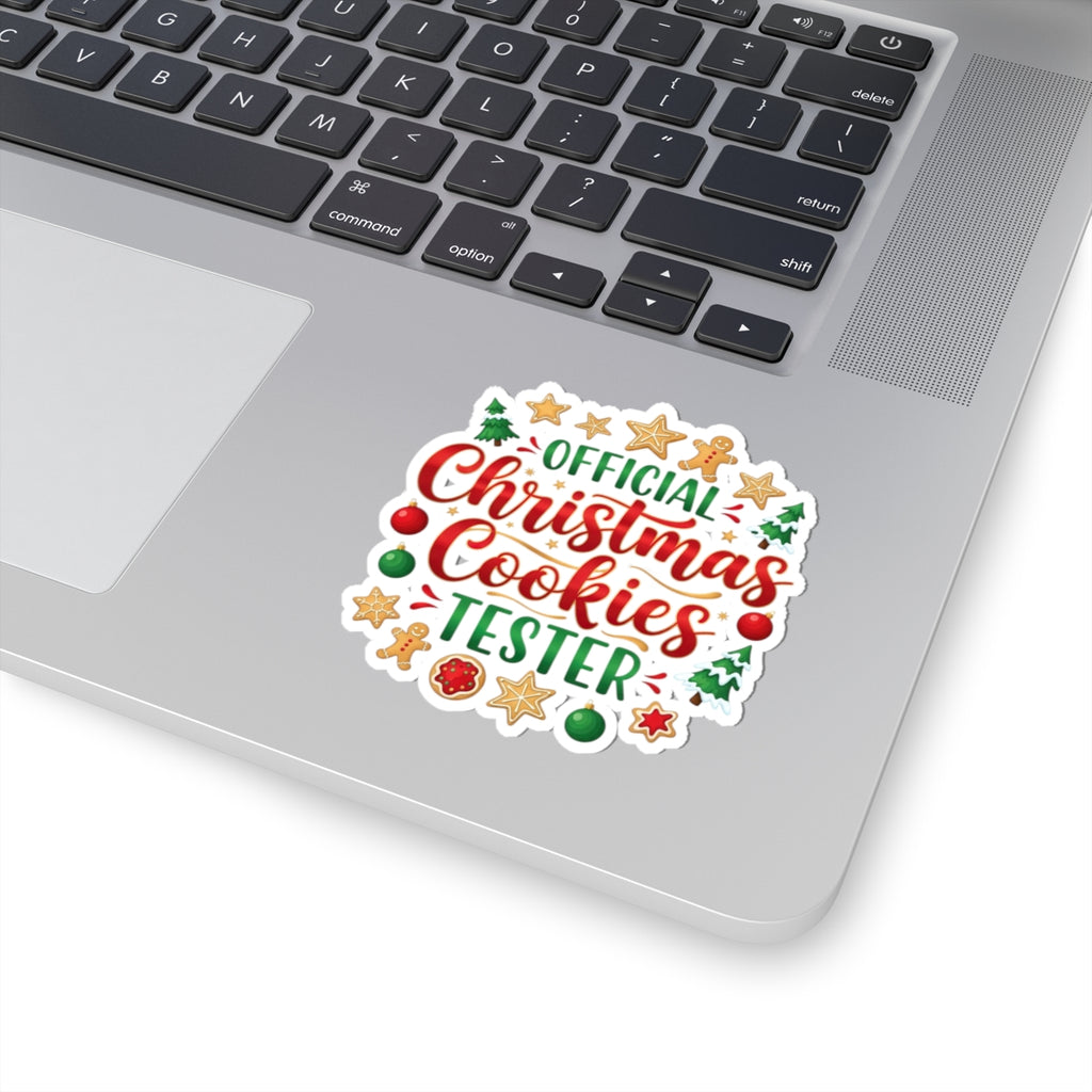 Official Christmas Cookies Tester Sticker - Festive Holiday Kiss-Cut Decal