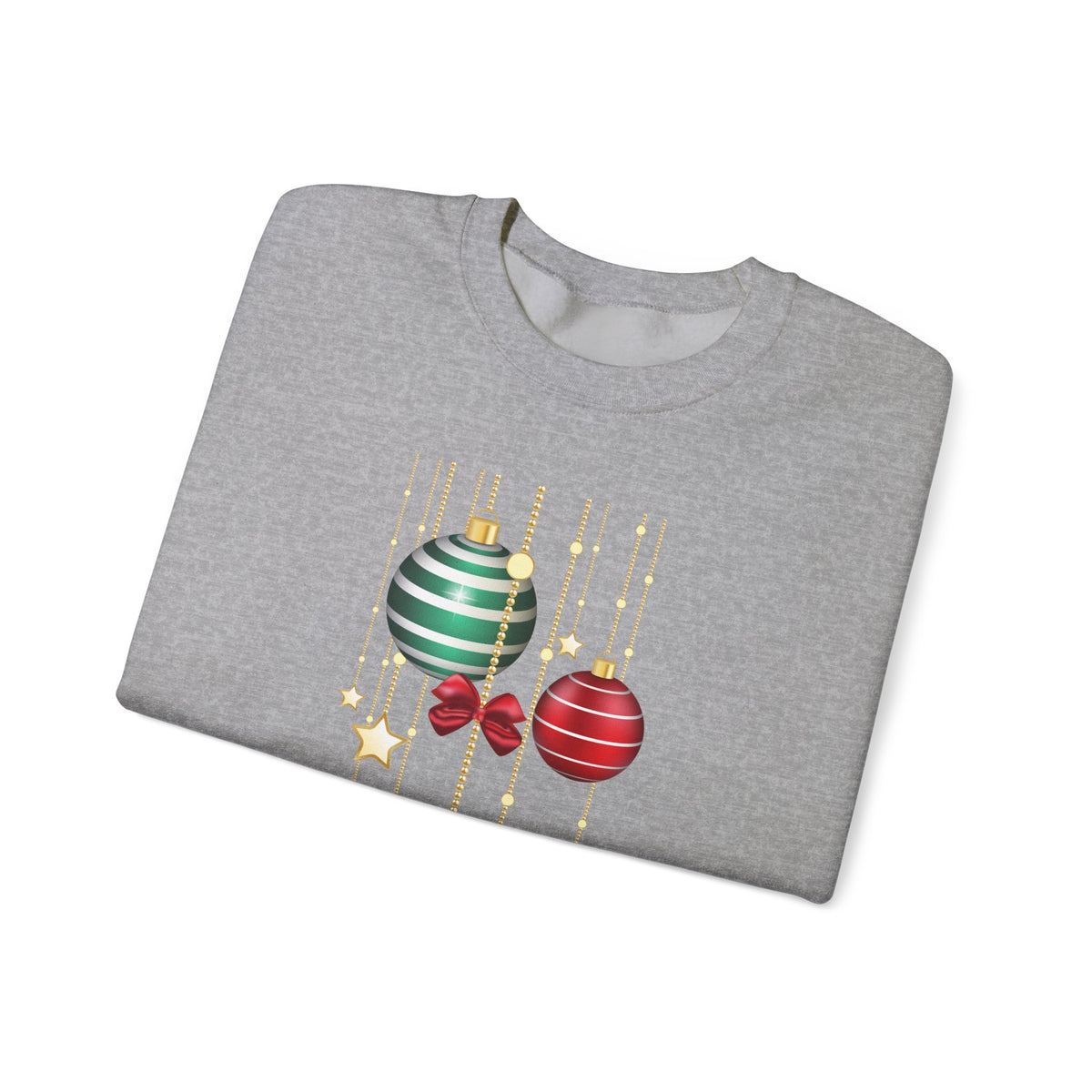 Holiday Ornaments Crewneck Sweatshirt — Hanging Baubles & Stars Christmas Sweater