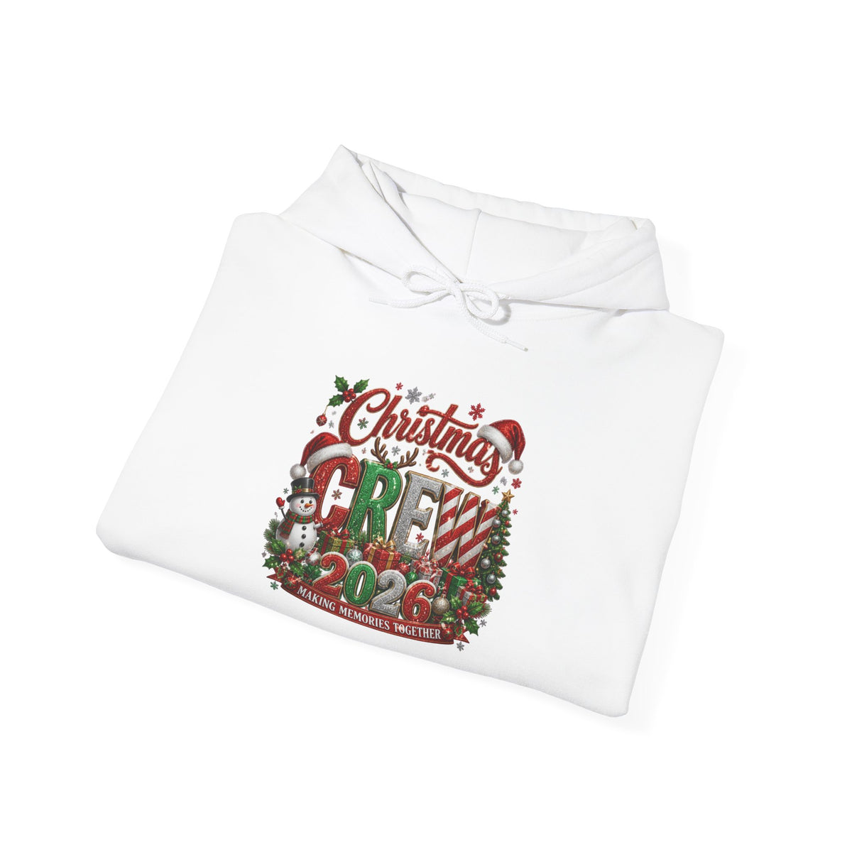 Christmas Crew Hoodie - Festive Pinecone & Wreath Holiday Sweatshirt