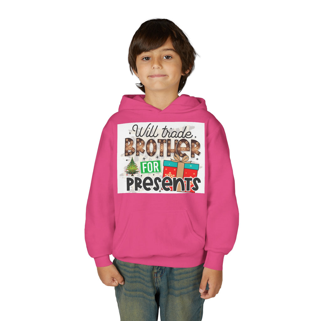 Kid’s Christmas Hoodie - "Will Trade Brother for Presents" Holiday Sweatshirt