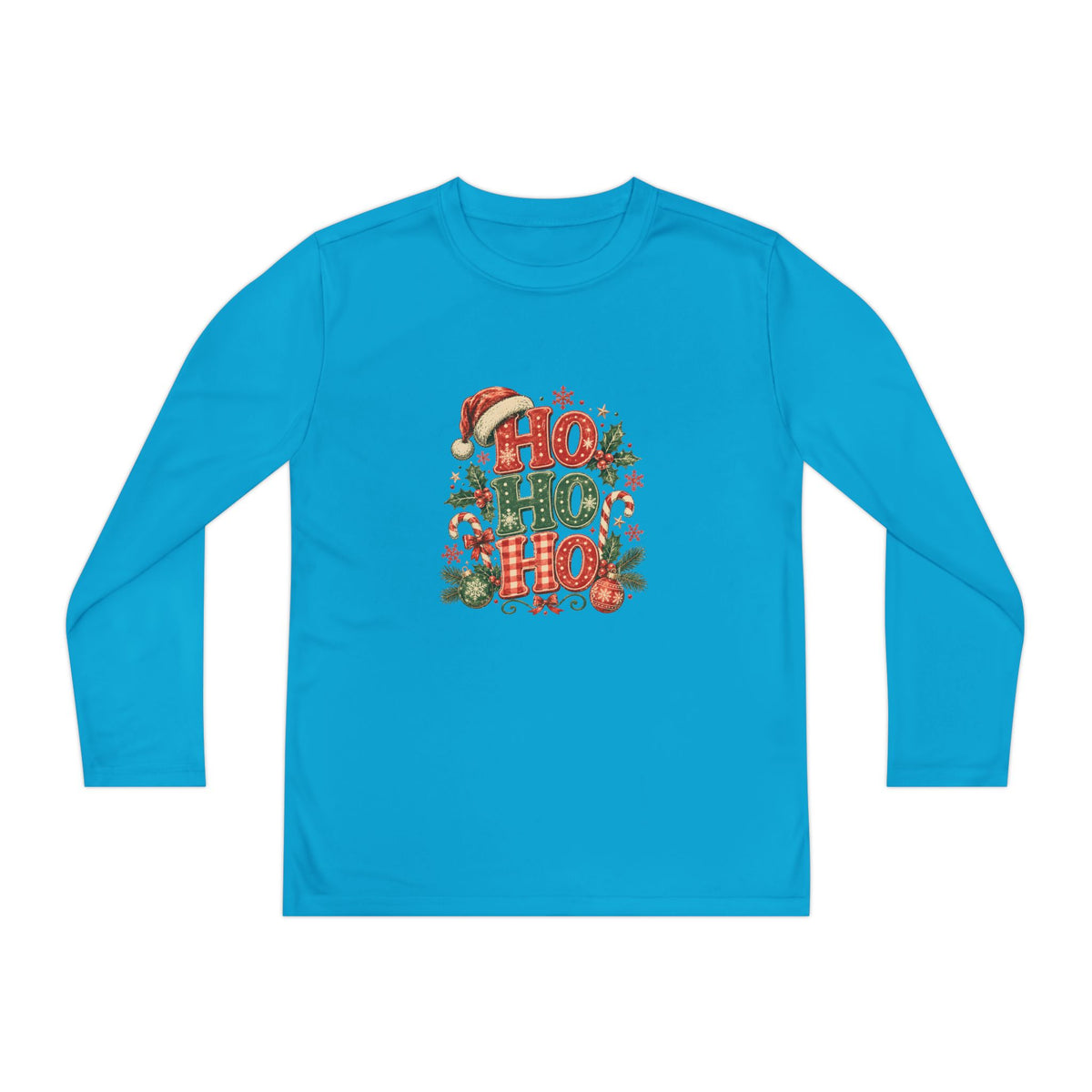 Kids Christmas Long Sleeve Tee — 'Ho Ho Ho' Holiday Graphic