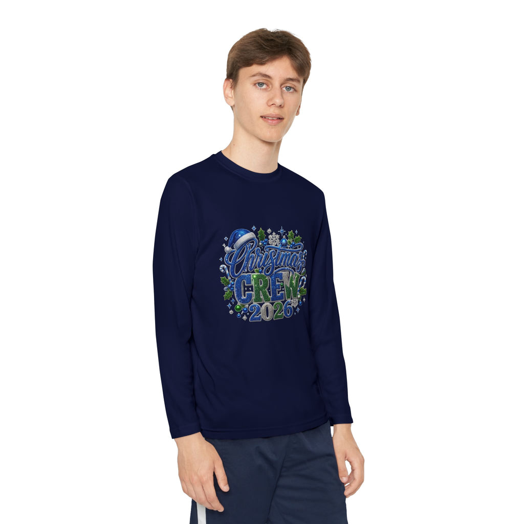 Youth Long Sleeve Tee — "Christmas Crew 2026" Holiday Shirt