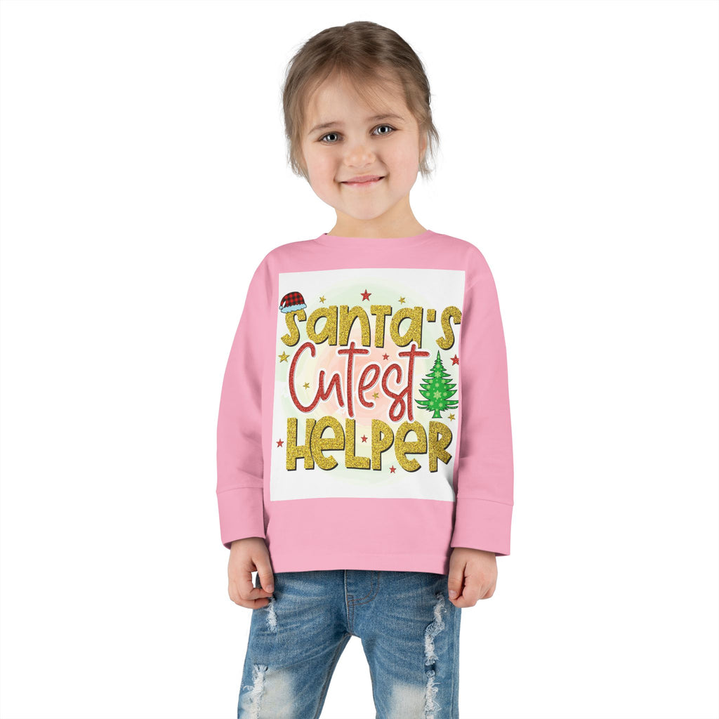 Santa's Cutest Helper Toddler Long Sleeve Tee