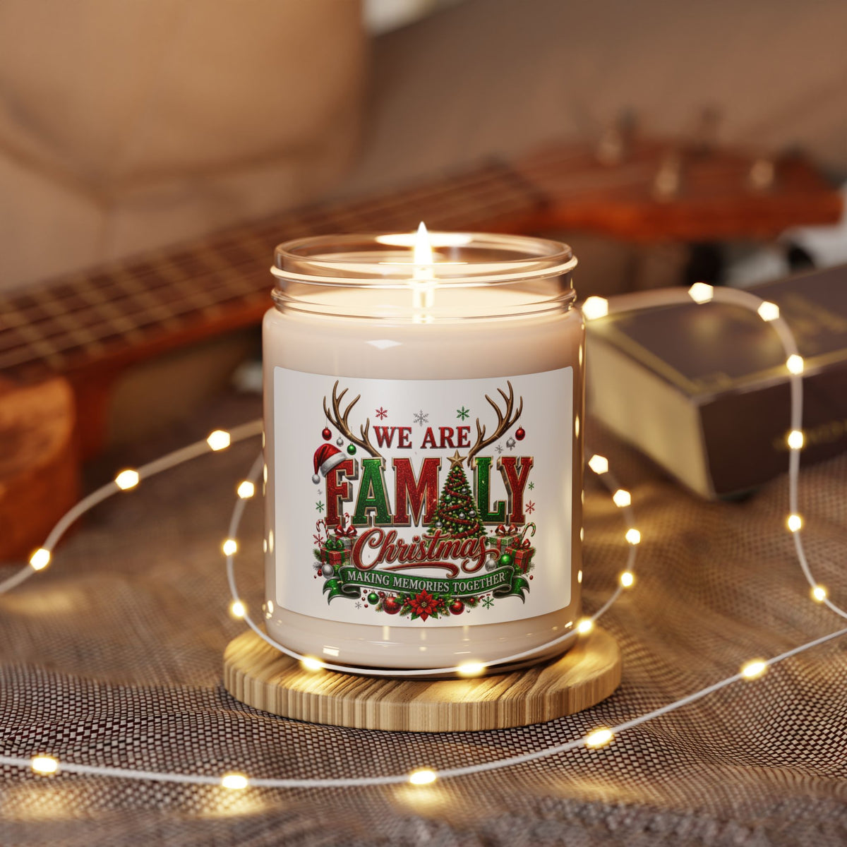 Christmas Family Scented Soy Candle – 9oz Holiday Tree & Ornament Fragrance