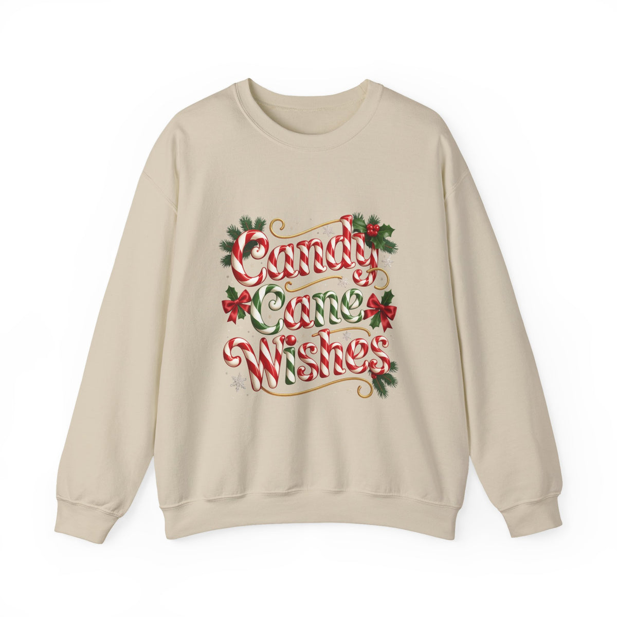 Crewneck Sweatshirt - "Candy Cane Wishes" Festive Holiday Sweater