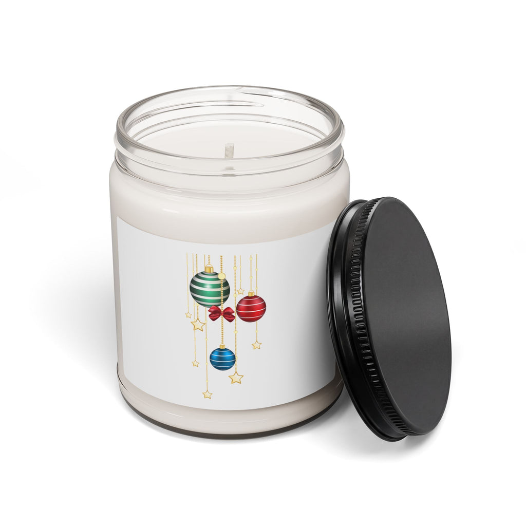 Holiday Ornament Soy Candle — 9oz Scented Christmas Candle with Red & Green Bauble Design