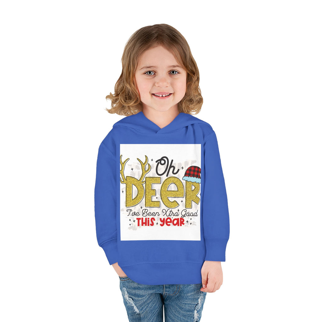 Toddler Hoodie — "Oh Deer I've Been Extra Good This Year" Christmas Pullover