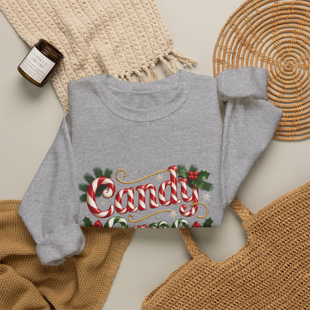Crewneck Sweatshirt - "Candy Cane Wishes" Festive Holiday Sweater