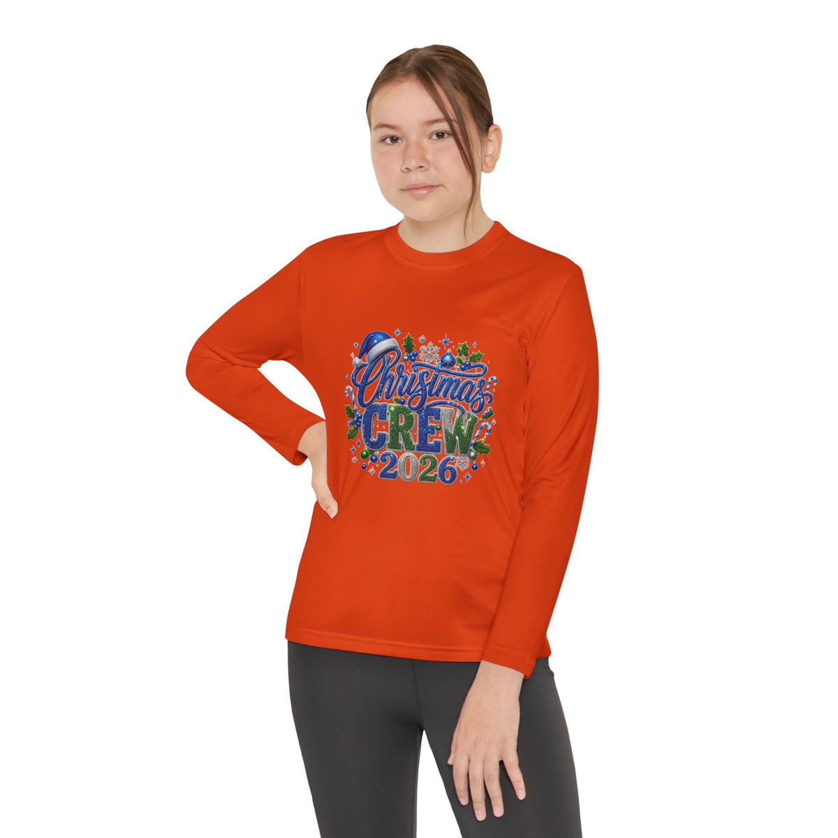 Youth Long Sleeve Tee — "Christmas Crew 2026" Holiday Shirt