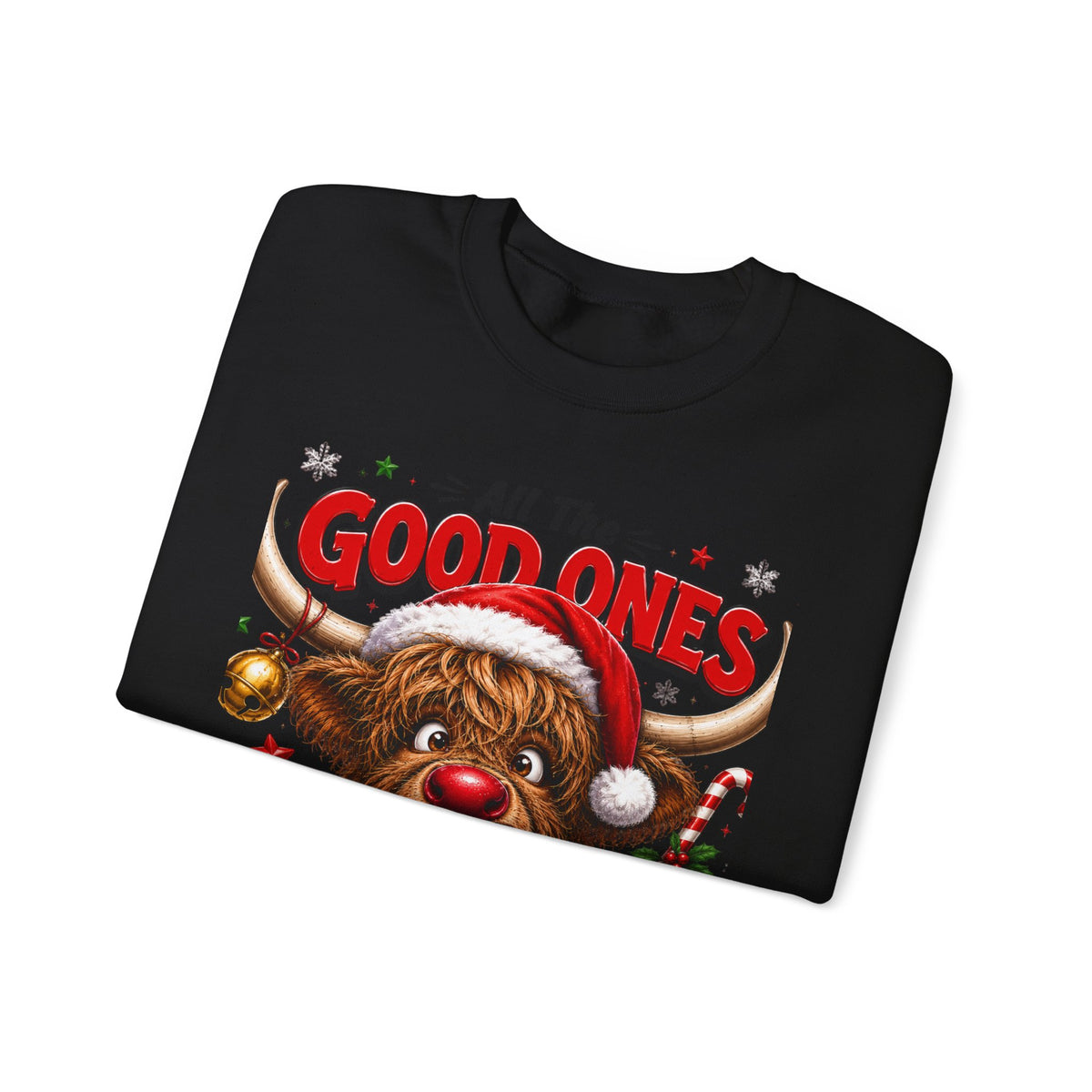 Naughty Highland Cow Christmas Sweatshirt – "All the Good Ones Are a Little Naughty"