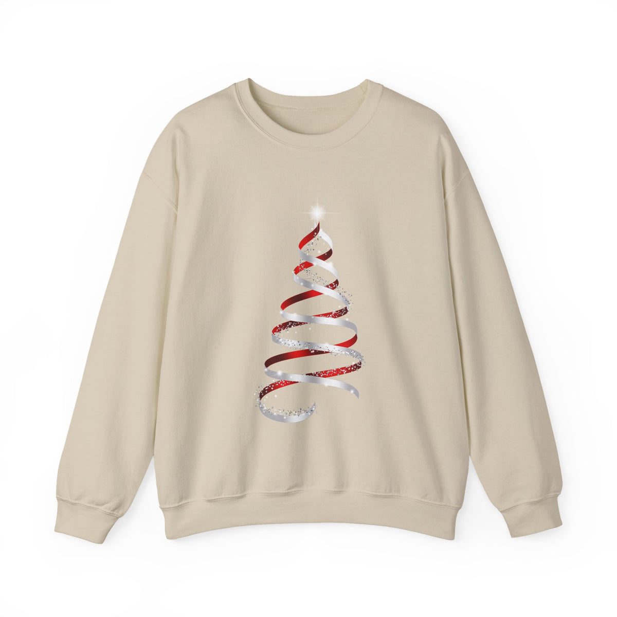 Christmas Ribbon Tree Crewneck Sweatshirt — Minimal Holiday Pullover