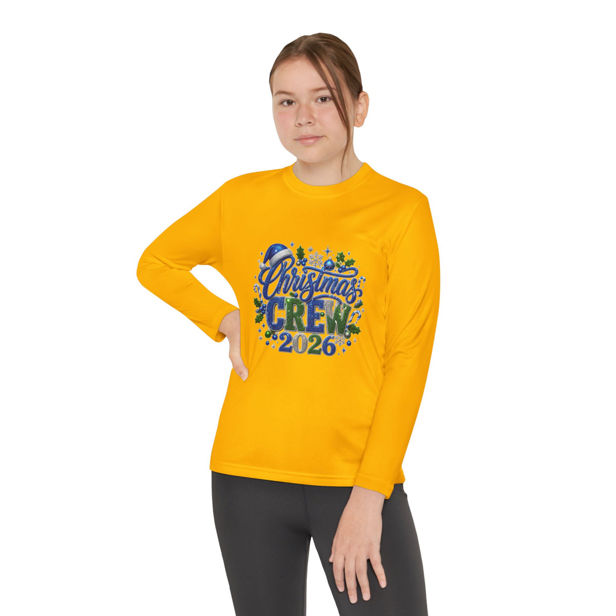 Youth Long Sleeve Tee — "Christmas Crew 2026" Holiday Shirt