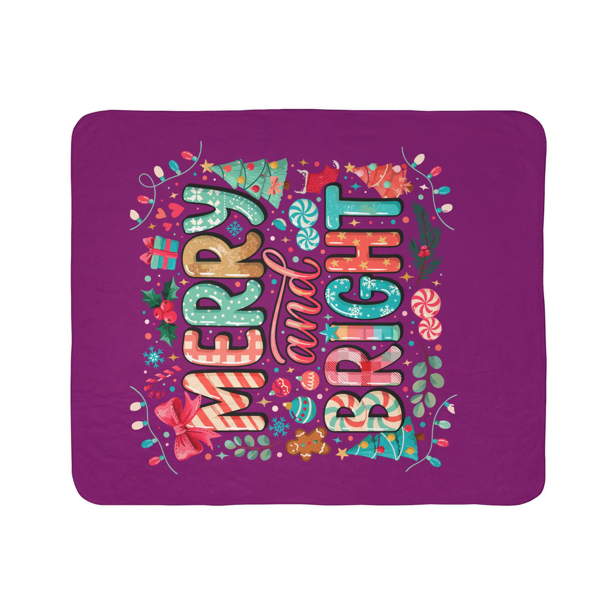 Merry and Bright Sherpa Blanket — Cozy Holiday Fleece Throw