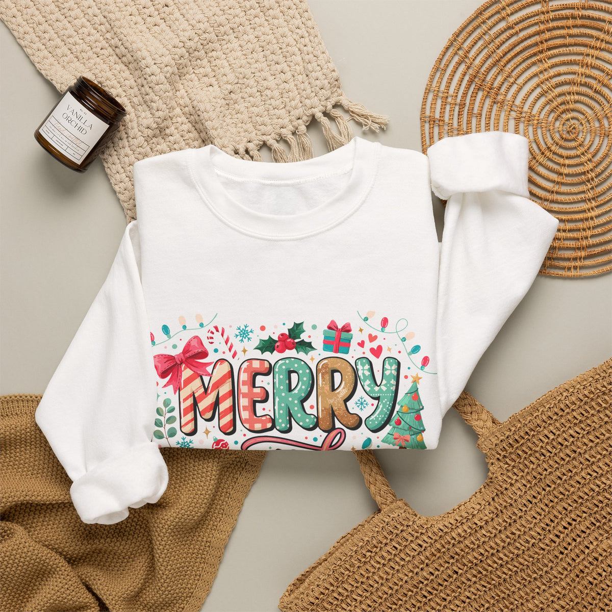 Merry and Bright Sweatshirt — Christmas Holiday Crewneck