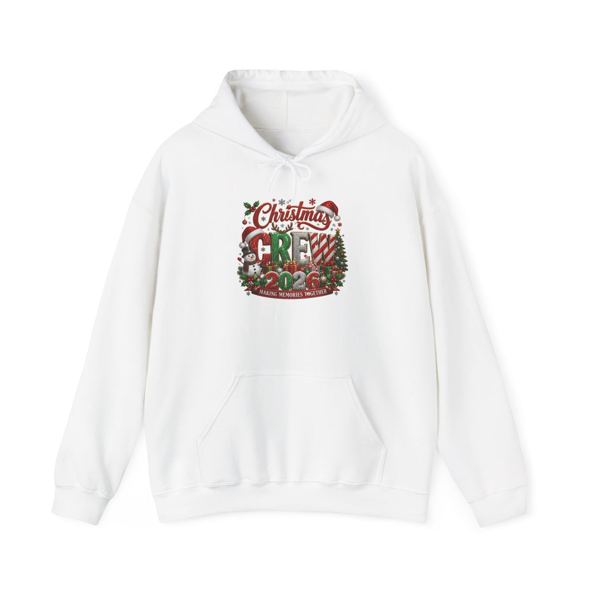 Christmas Crew Hoodie - Festive Pinecone & Wreath Holiday Sweatshirt