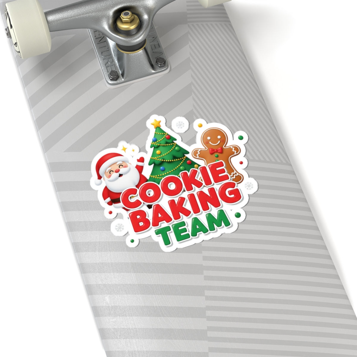 Cookie Baking Team Sticker — Festive Christmas Santa, Tree & Gingerbread Kiss-Cut Sticker