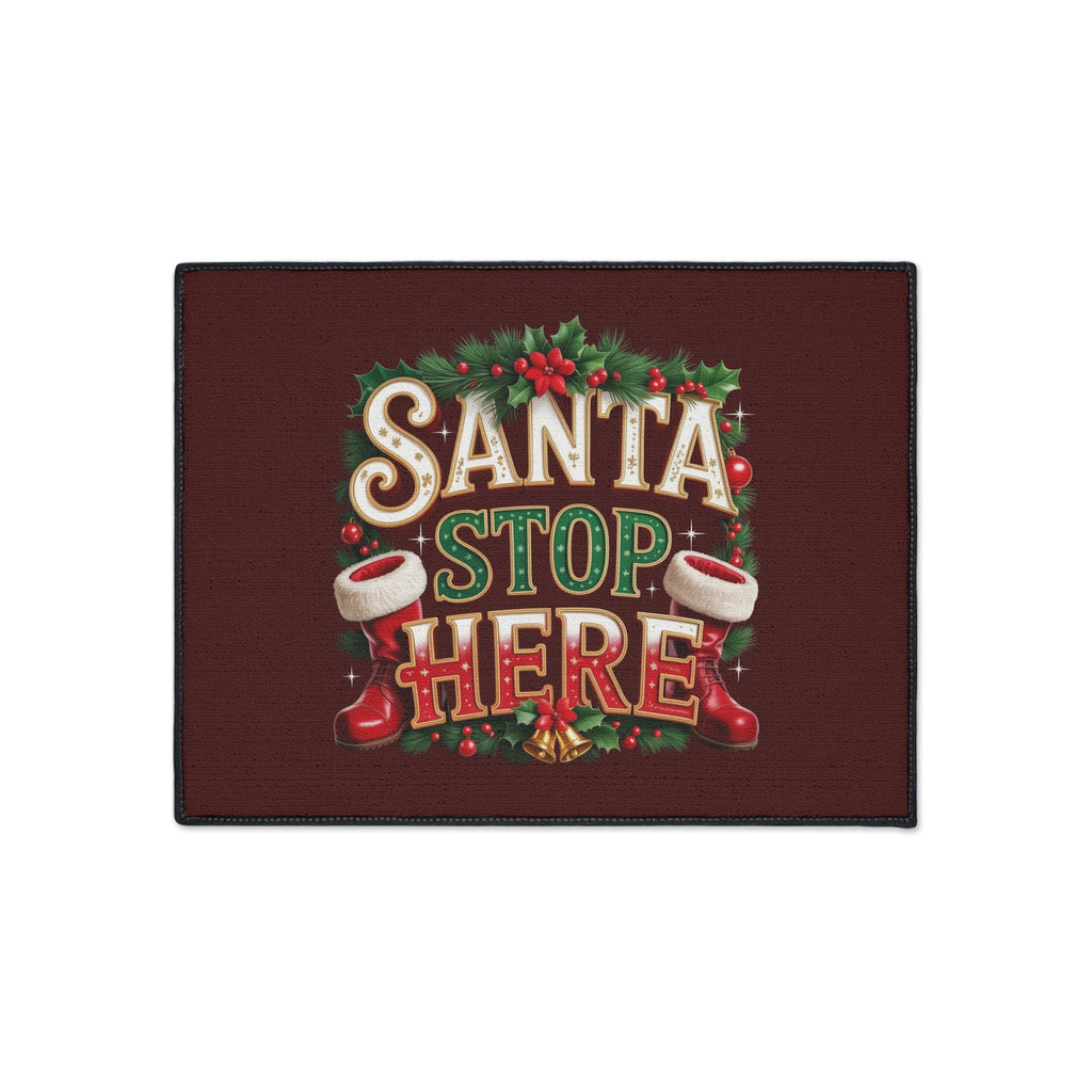Santa Stop Here Heavy-Duty Floor Mat — Holiday Welcome Door Mat