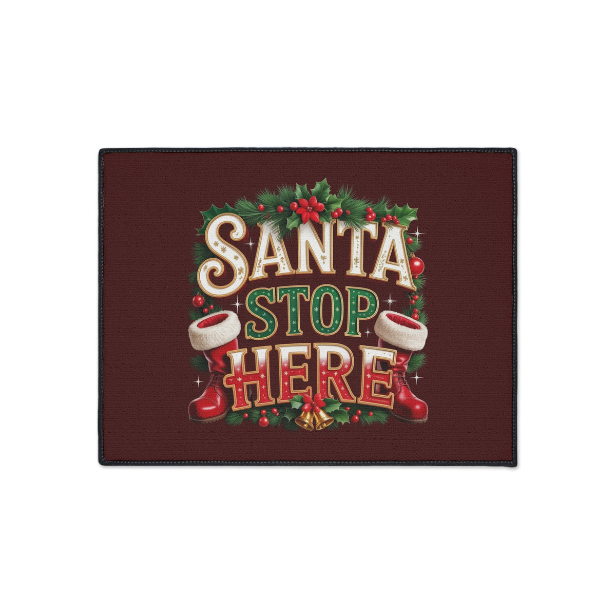 Santa Stop Here Heavy-Duty Floor Mat — Holiday Welcome Door Mat