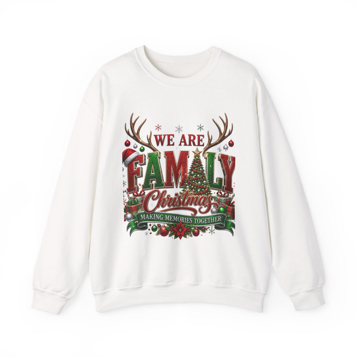 Family Christmas Sweatshirt – “We Are Family” Holiday Crewneck