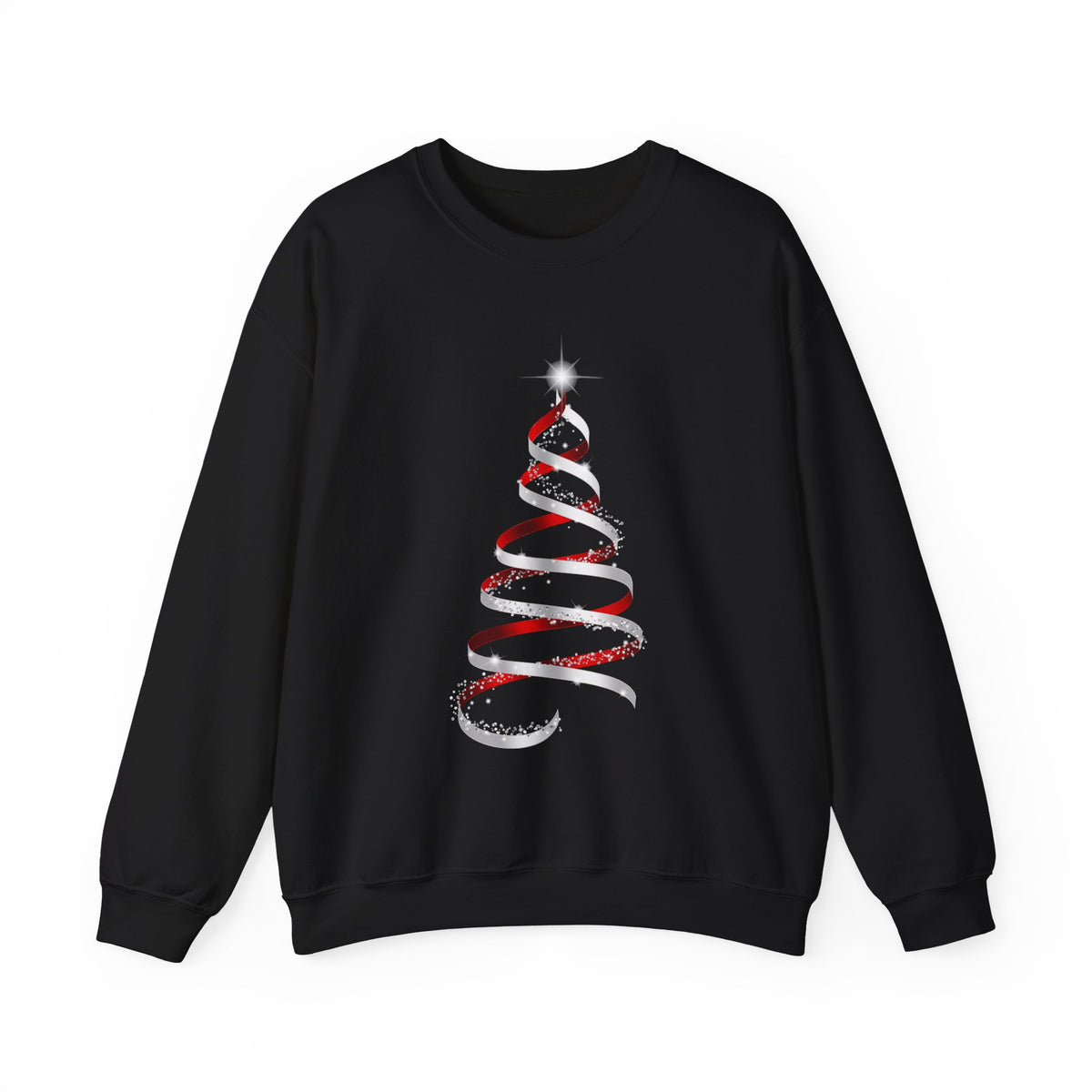 Minimal Red Ribbon Christmas Tree Sweatshirt