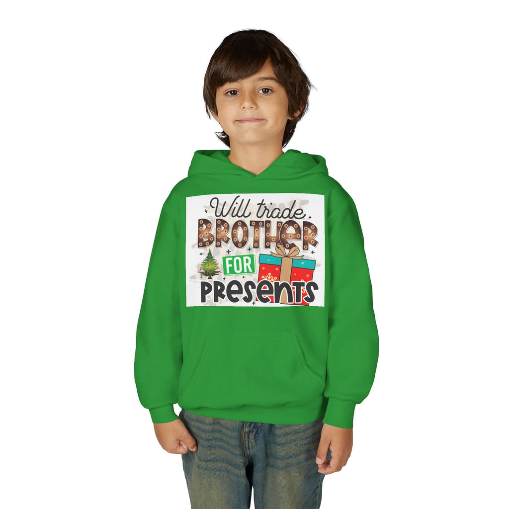 Kid’s Christmas Hoodie - "Will Trade Brother for Presents" Holiday Sweatshirt