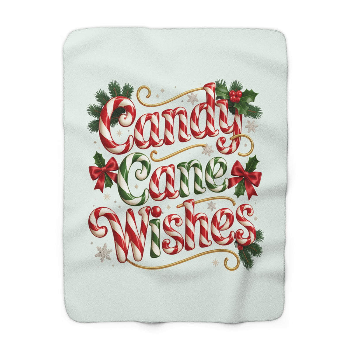 Candy Cane Wishes Sherpa Fleece Blanket — Cozy Christmas Holiday Throw