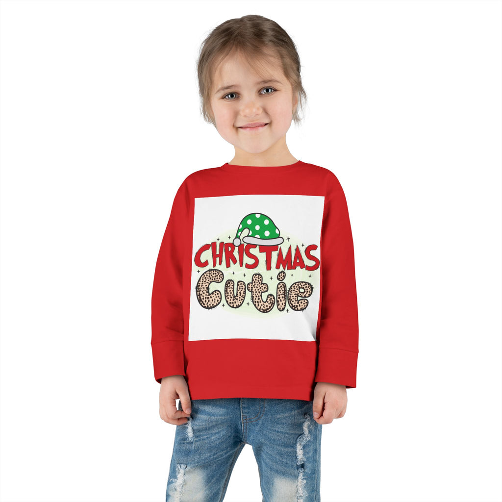 Toddler Long Sleeve Tee — "Christmas Cutie" Holiday Shirt