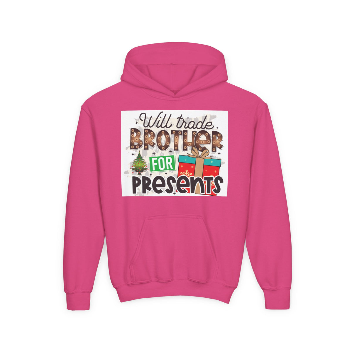 Kid’s Christmas Hoodie - "Will Trade Brother for Presents" Holiday Sweatshirt